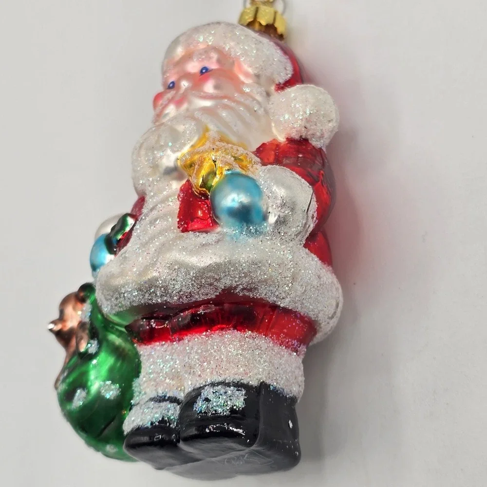 BRASS KEY BK‎ Classic Santa Hand Crafted Blown Glass Christmas Ornament Vtg